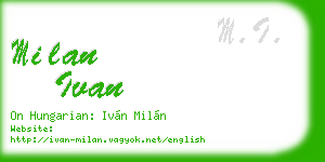 milan ivan business card